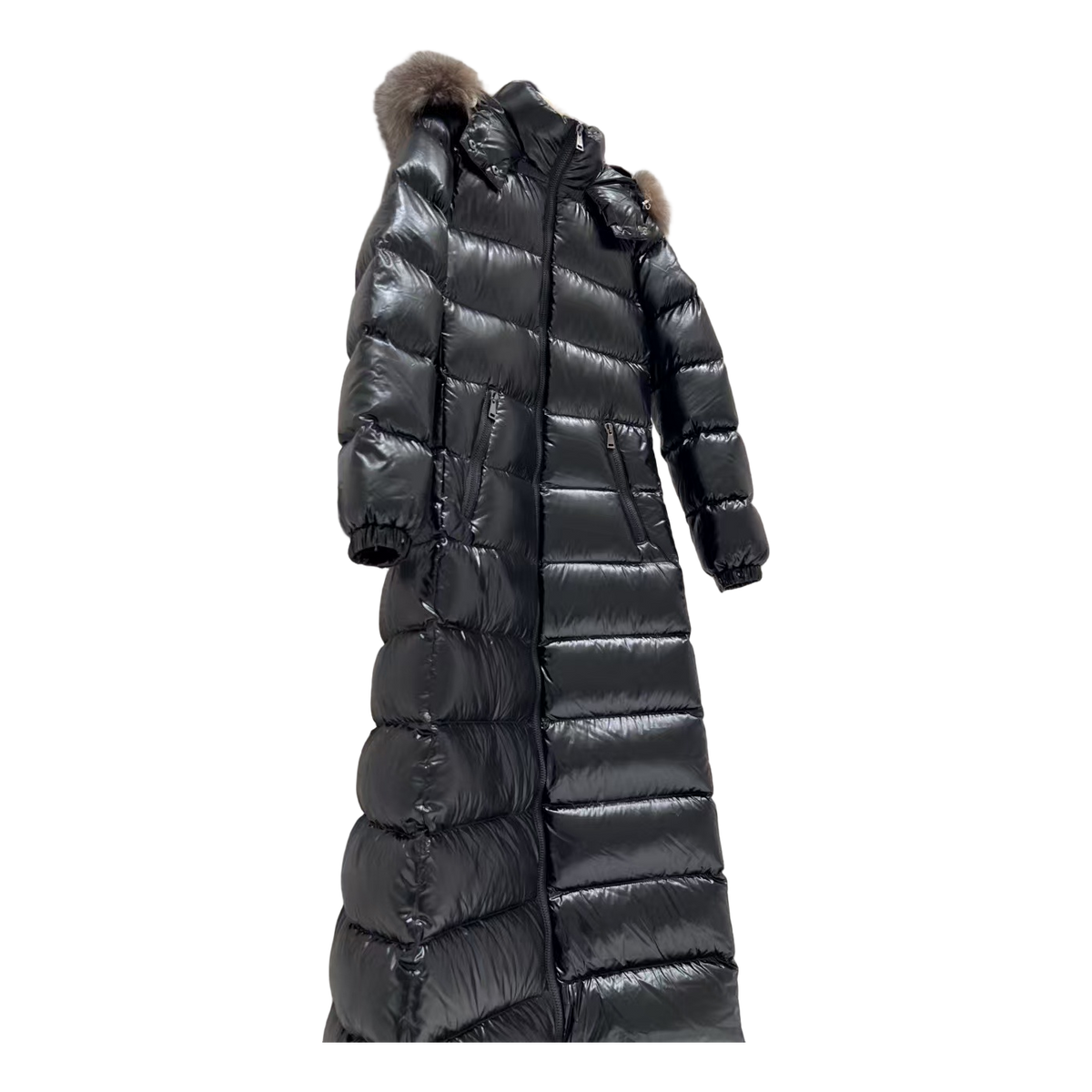 Moncler Hudson Fur-Trim Long Puffer Coat — #186