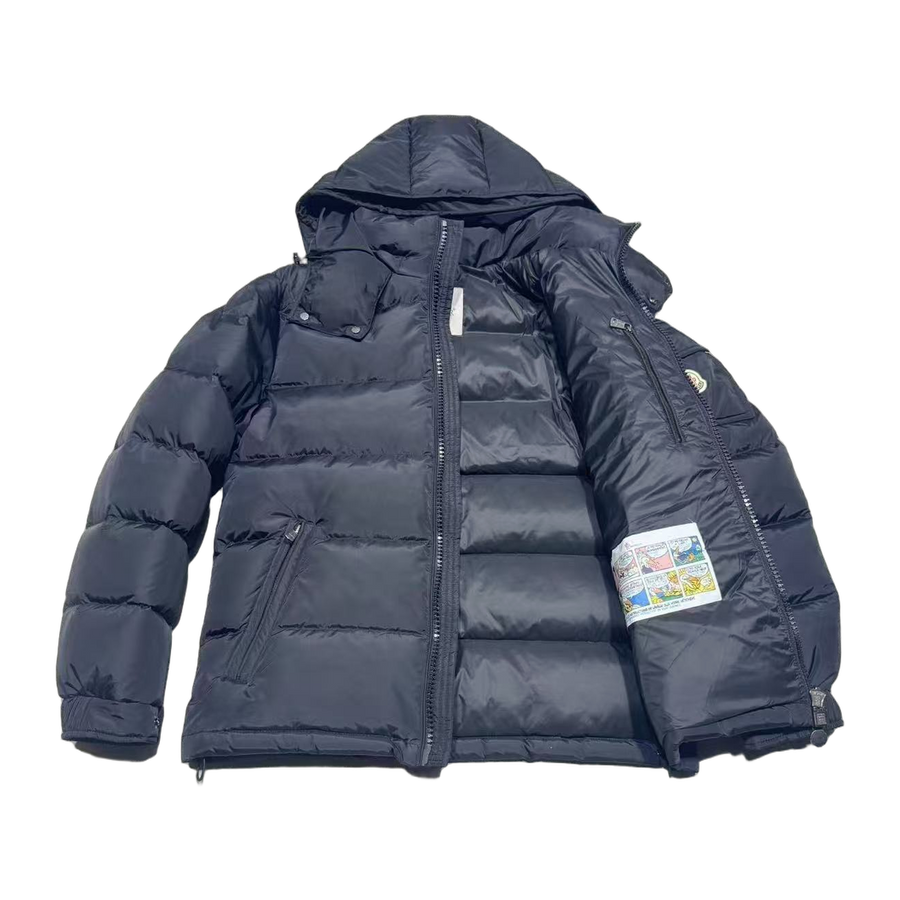 Moncler Montbeliard Hooded Short Down Jacket — Navy — #222