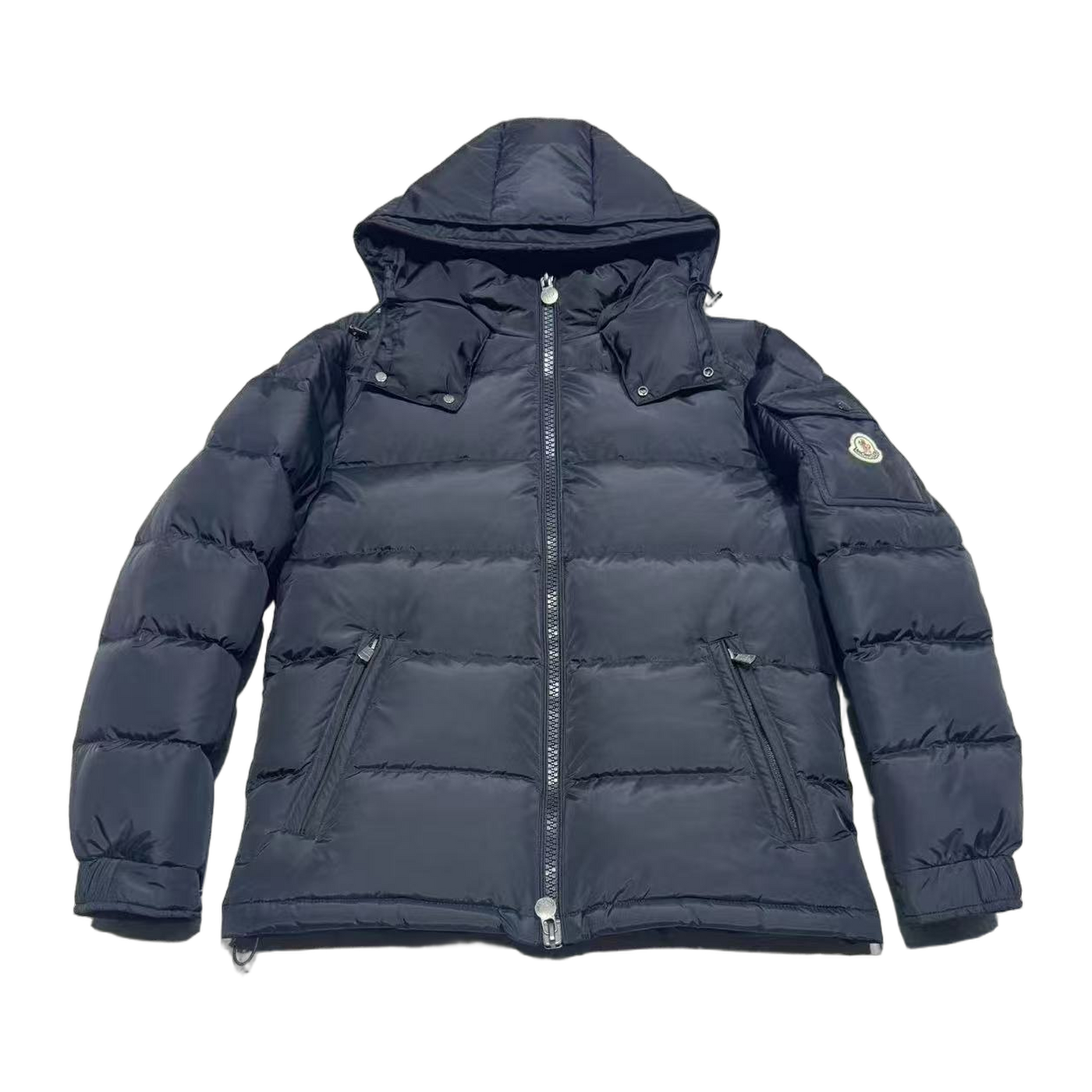 Moncler Montbeliard Hooded Short Down Jacket — Navy — #222