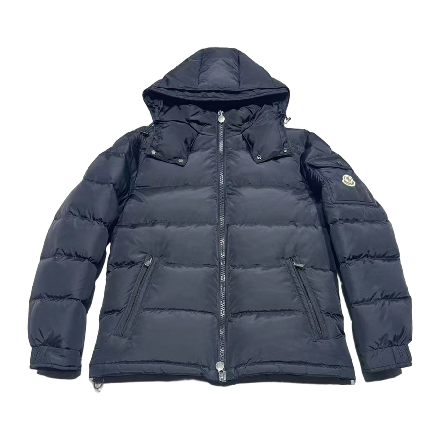 Moncler Montbeliard Hooded Short Down Jacket — Navy — #222