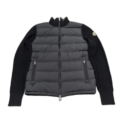 Moncler Padded Wool Zip-Up Cardigan — Black — #225