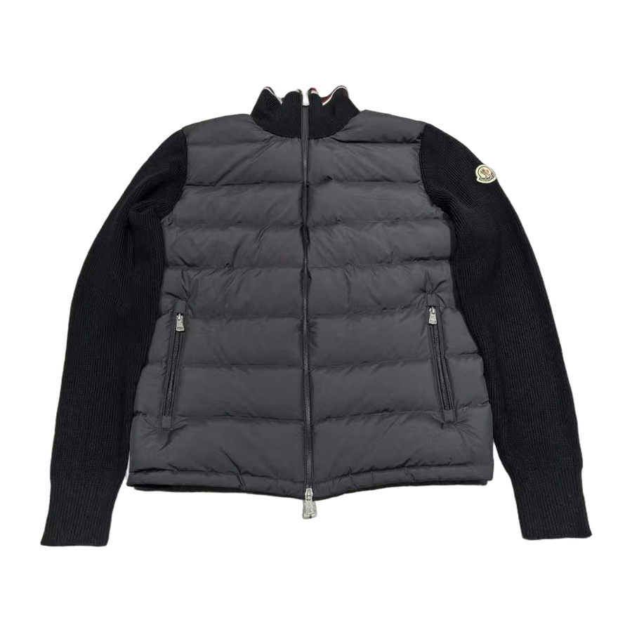 Moncler Padded Wool Zip-Up Cardigan — Black — #225