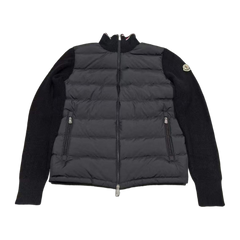 Moncler Padded Wool Zip-Up Cardigan — Black — #225