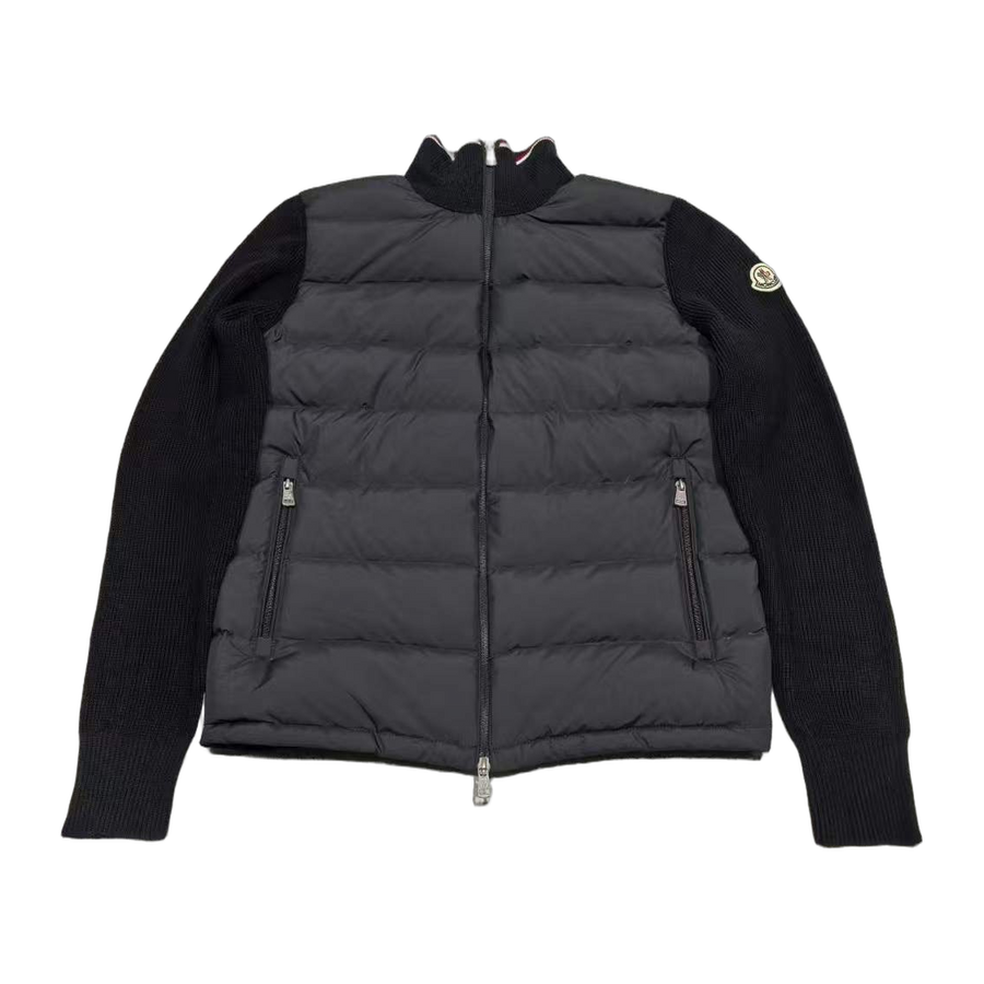 Moncler Padded Wool Zip-Up Cardigan — Black — #225