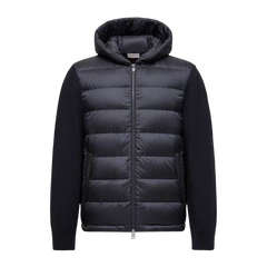 Moncler Padded Wool Zip-Up Hoodie — Black — #226