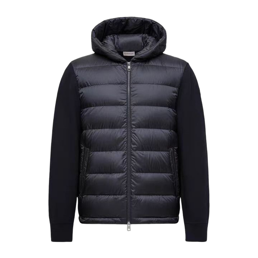 Moncler Padded Wool Zip-Up Hoodie — Black — #226