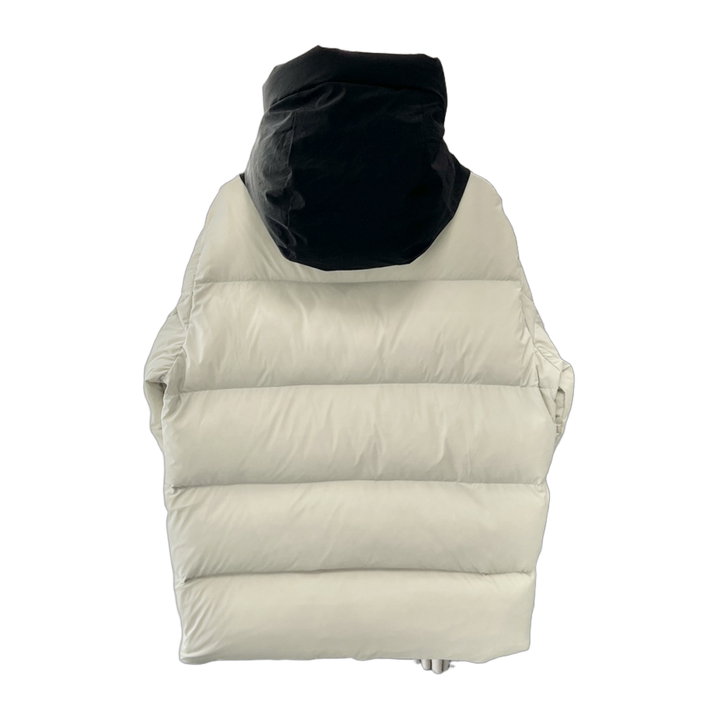 Moncler Matte Hooded Long Down Jacket — Grey & White — #180
