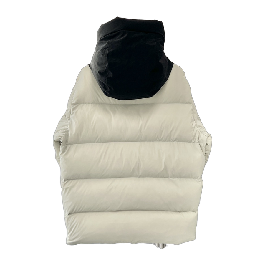 Moncler Matte Hooded Long Down Jacket — Grey & White — #180