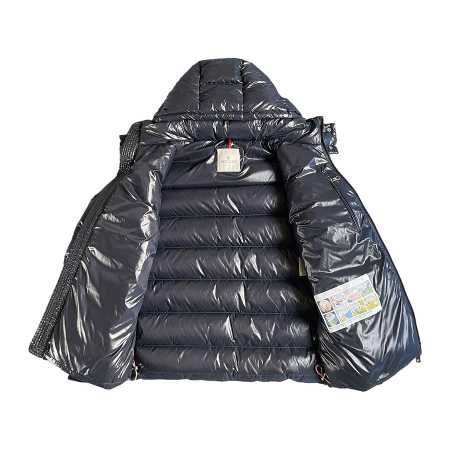 Moncler Logo-Letter Hooded Puffer Jacket — Black — #248