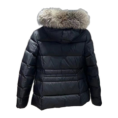 Moncler Boed Hooded Shearling-Trimmed Short Down Jacket — Black — #252