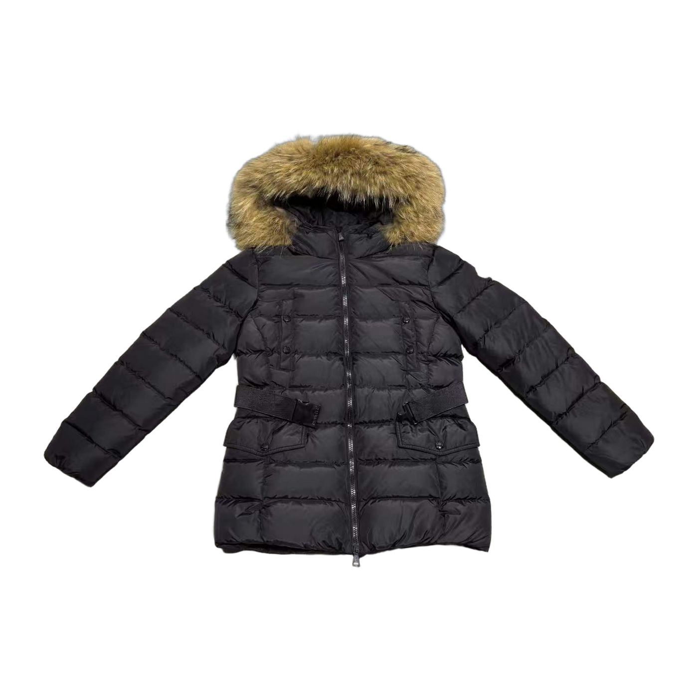 Moncler Boed Hooded Shearling-Trimmed Short Down Jacket — Black — #255