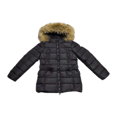 Moncler Boed Hooded Shearling-Trimmed Short Down Jacket — Black — #255