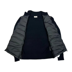 Moncler Quilted Knit-Panel Down Jacket — Black — #256