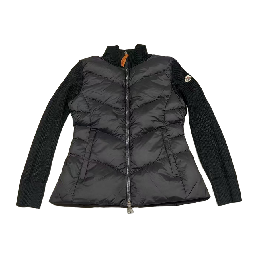 Moncler Padded Wool Zip-Up Cardigan — Black — #261