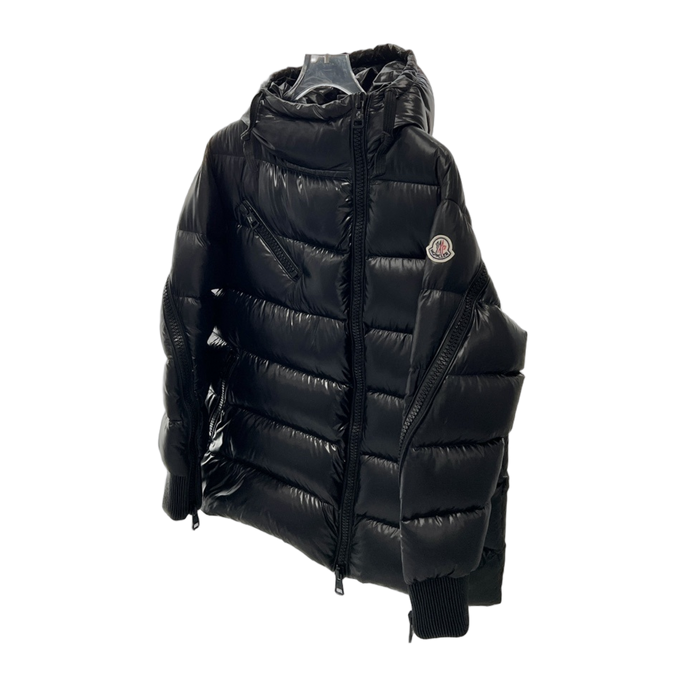 Moncler Liriope Asymmetric-Zip Hooded Down Jacket — Black — #277