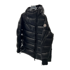 Moncler Liriope Asymmetric-Zip Hooded Down Jacket — Black — #277