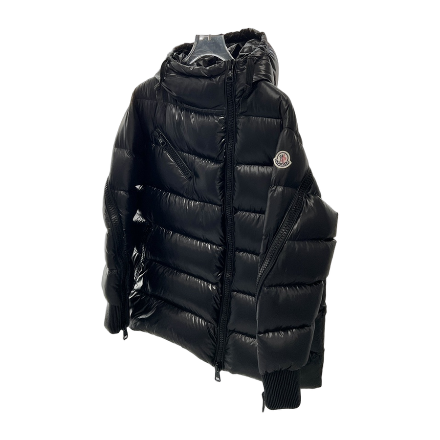 Moncler Liriope Asymmetric-Zip Hooded Down Jacket — Black — #277