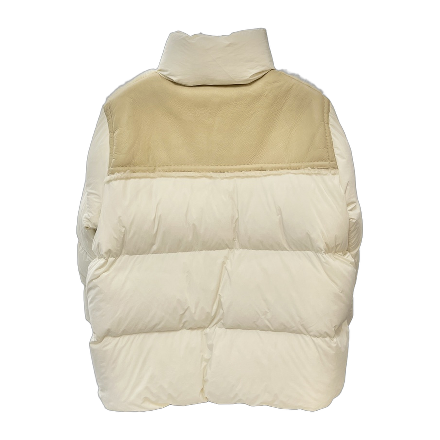 Moncler Jotty Leather-Panel Short Down Jacket — White — #278