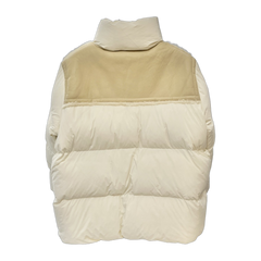 Moncler Jotty Leather-Panel Short Down Jacket — White — #278