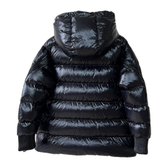 Moncler Asymmetric-Zip Hooded Short Down Jacket — Black — #280