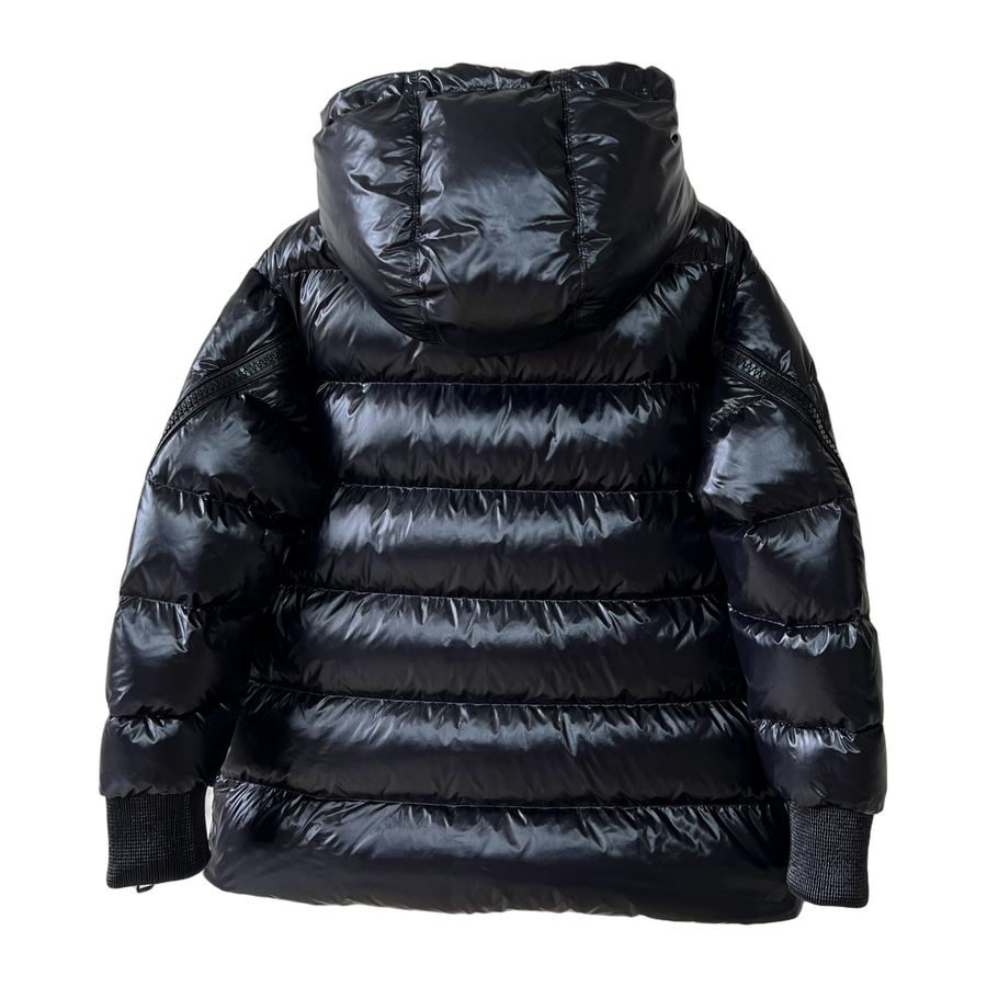 Moncler Asymmetric-Zip Hooded Short Down Jacket — Black — #280