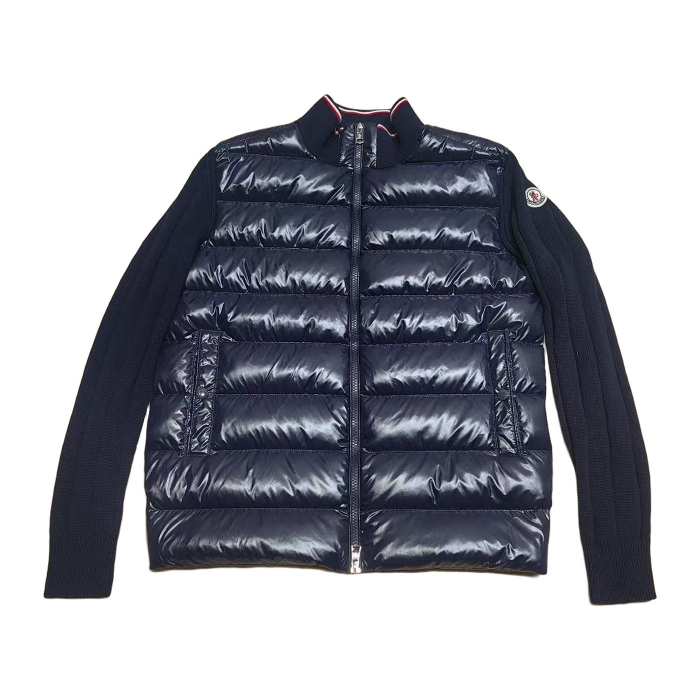 Moncler Padded Wool Zip-Up Cardigan — Blue — #264