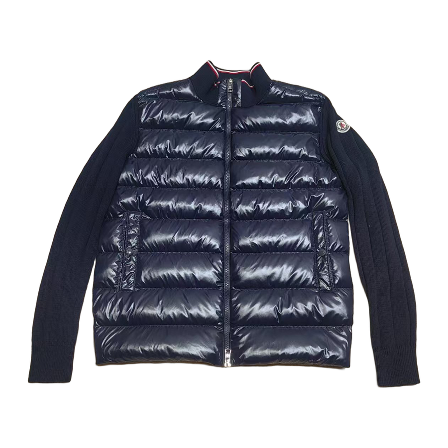 Moncler Padded Wool Zip-Up Cardigan — Blue — #264