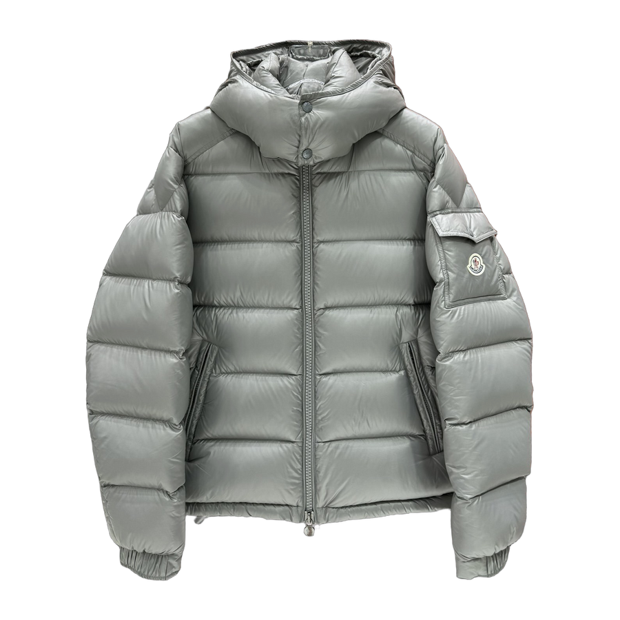 Moncler Maya Hooded Short Down Jacket — Gray — #229