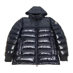 Moncler Maya Hooded Short Down Jacket — Navy — #201