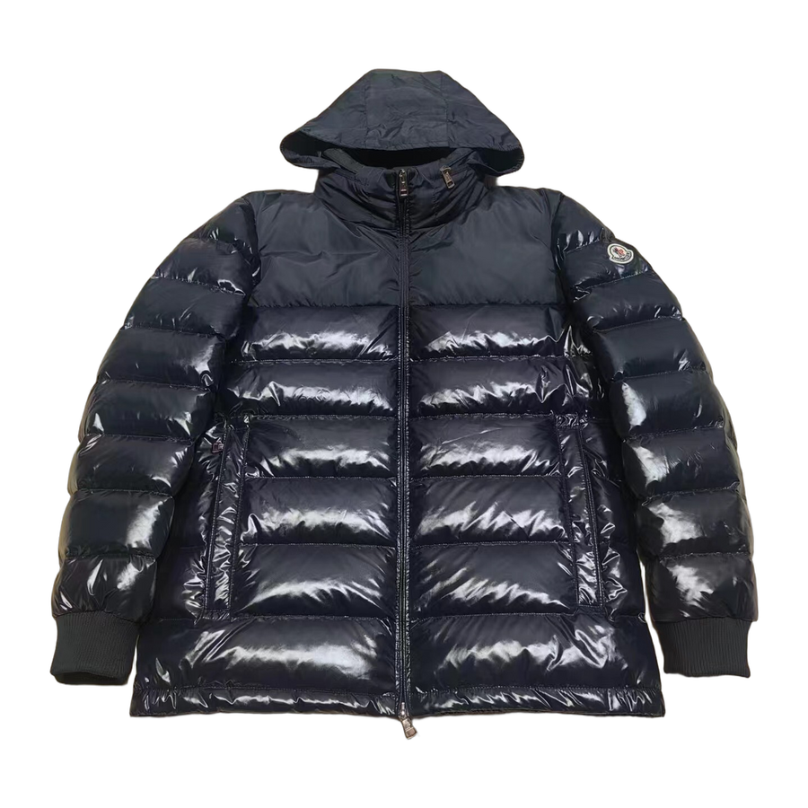 Moncler Maya Hooded Short Down Jacket — Navy — #201