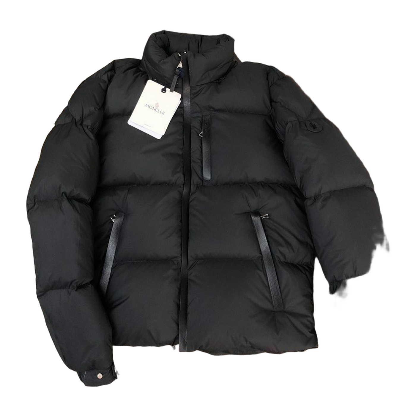 Moncler Leather-Patch Hooded Down Jacket — #206