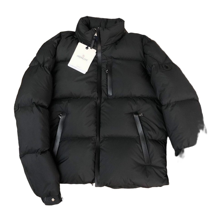 Moncler Leather-Patch Hooded Down Jacket — #206