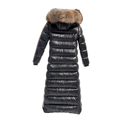 Moncler Glossy Oversized-Fur-Trim Down Jacket — #209