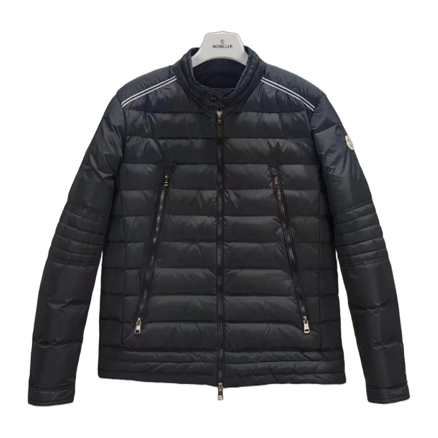 Moncler Padded Wool Zip-Up Cardigan — Black — #212