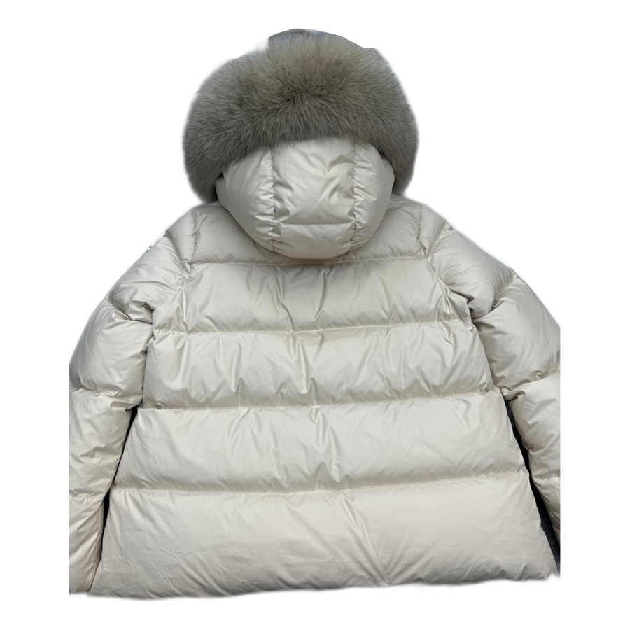 Moncler Laichefur Hooded Puffer Jacket — Cream — #454