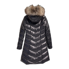 Moncler V-Quilt Oversized-Fur-Trim Long Down Coat — #171