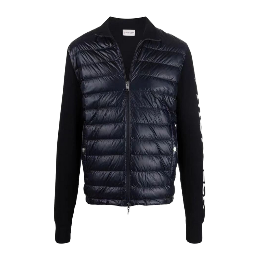 Moncler Men's Knit-Panel Bomber Jacket Style M29 — Navy — #265