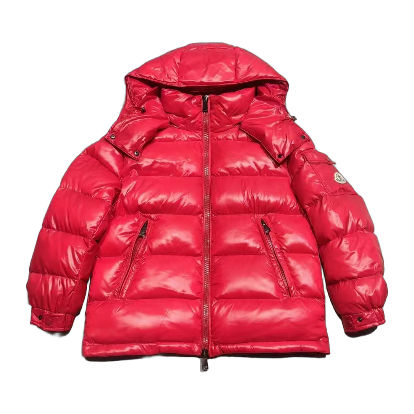 Moncler Maire Hooded Short Down Jacket — Red — #268