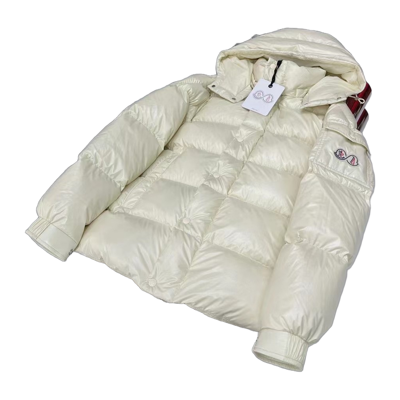 Moncler 70th Anniversary Hooded Puffer Jacket — Off White — #235