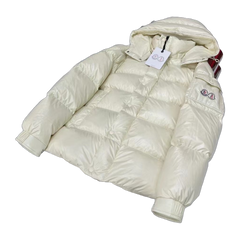 Moncler 70th Anniversary Hooded Puffer Jacket — Off White — #235