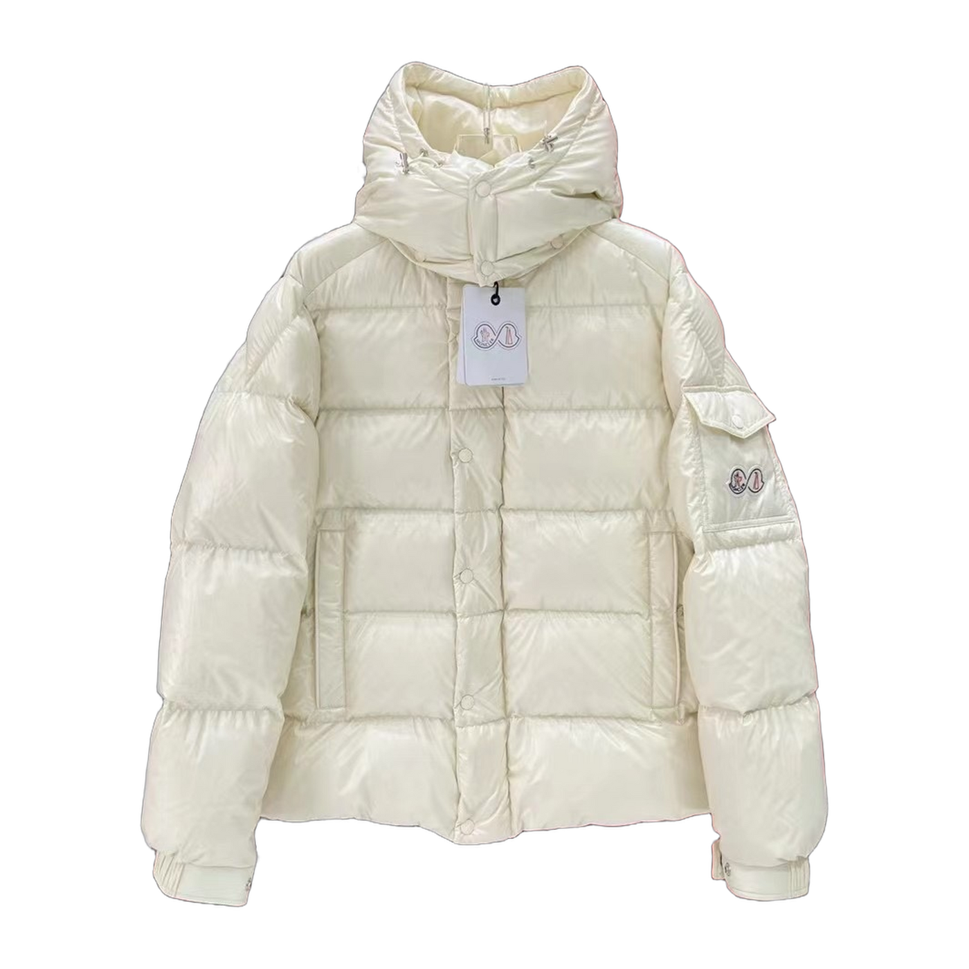 Moncler 70th Anniversary Hooded Puffer Jacket — Off White — #235