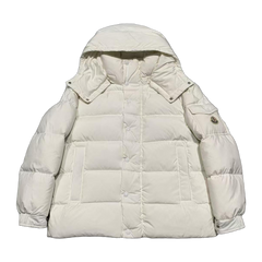 Moncler Matte Maya-Style Long Down Jacket — White — #194