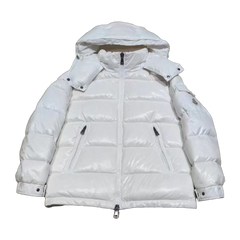 Moncler Maire Hooded Short Down Jacket — White — #270
