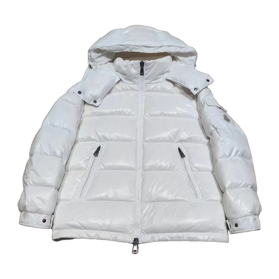 Moncler Maire Hooded Short Down Jacket — White — #270