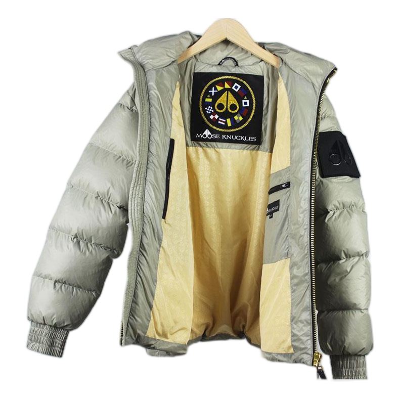 Moose Knuckles Stand-Collar Puffer Jacket — Sage Grey — #330