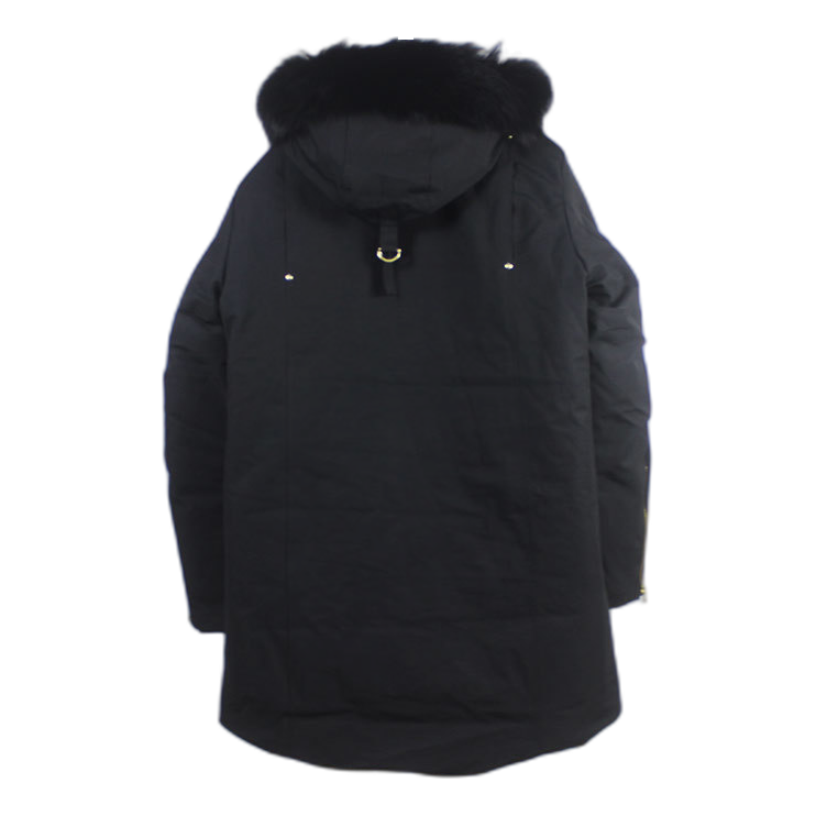 Moose Knuckles Gold-Lined Fur-Trim Parka — Black — #313