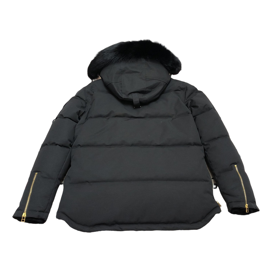 Moose Knuckles Gold-Lined Fur-Trim Puffer Jacket — Black — #317