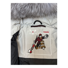 Moose Knuckles Fur-Trim Curved-Hem Puffer Jacket — #322