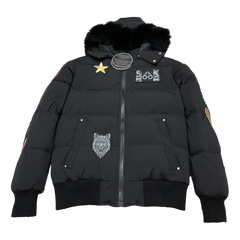 Moose Knuckles Patch-Detail Hooded Bomber — Black — #315