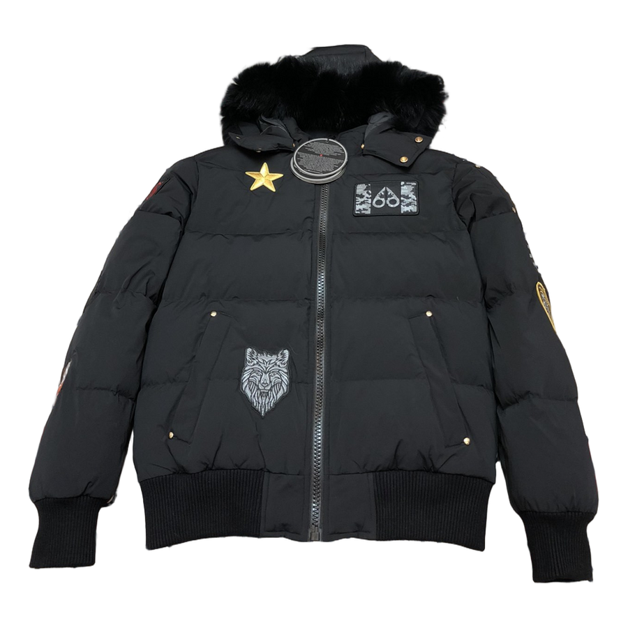 Moose Knuckles Patch-Detail Hooded Bomber — Black — #315